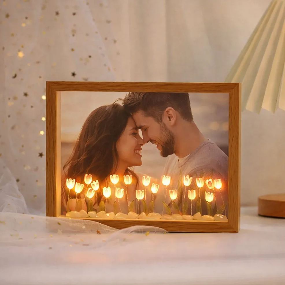Cadre Photo Personnalisé Avec Veilleuse Tulipe – Lampe Led Florale À Faire Soi-même, Boîte Lumineuse Romantique En Acrylique, Cadeau Personnalisé Pour La Fête Des Mères, Décoration De Chambre, Cadeau Idéal Pour Maman - MapLunelampeFr