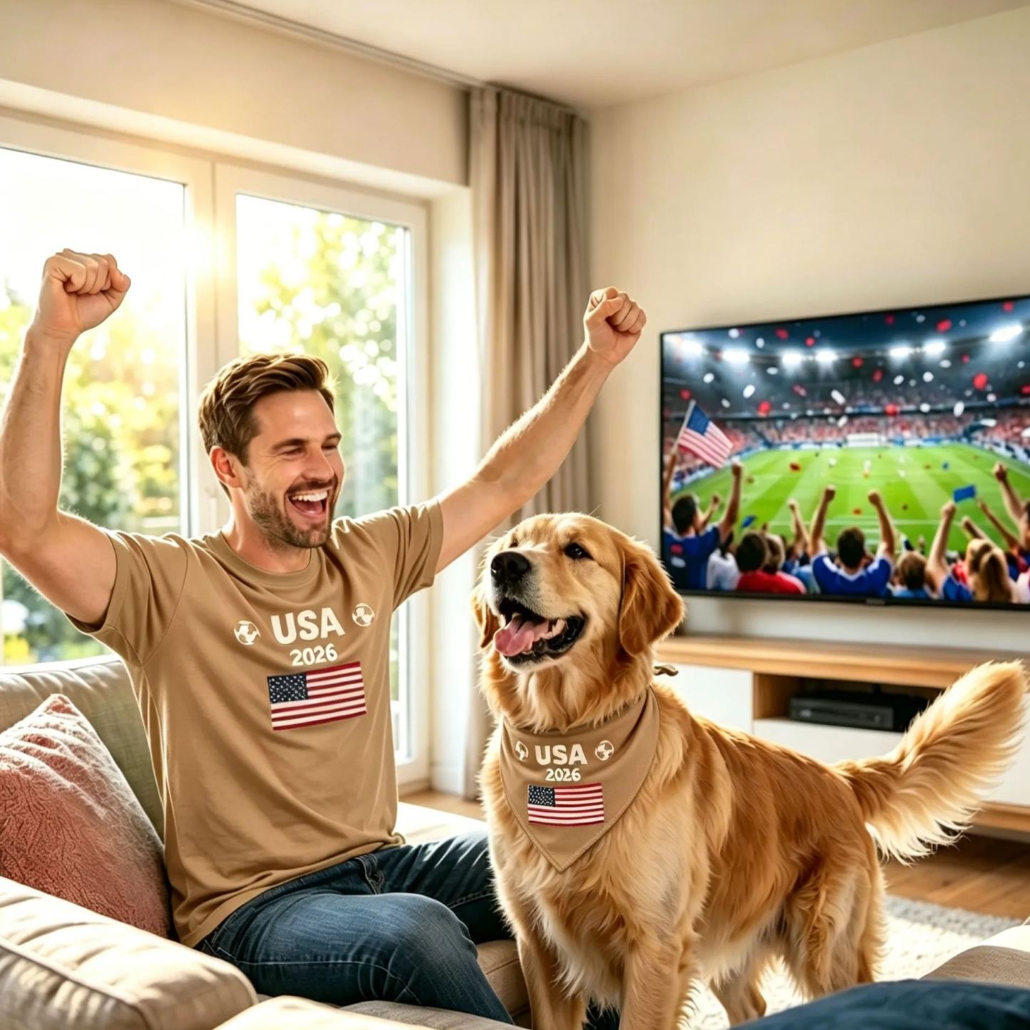 Ensemble assorti de tenue de drapeau de pays de chien et de propriétaire, bandana et t-shirt de drapeau national personnalisé, cadeau de fête de fan de sport pour animal de compagnie et propriétaire - MapLunelampeFr