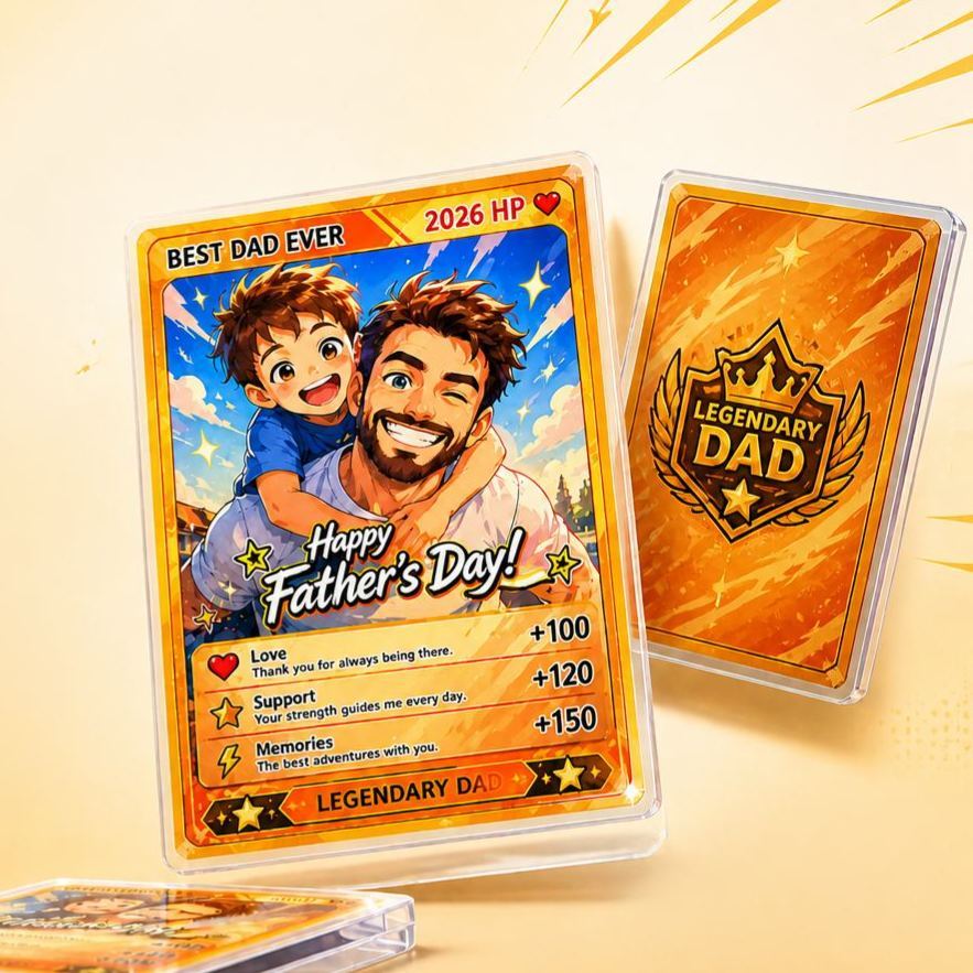 Carte Super Papa Personnalisée – Carte Photo à Collectionner Personnalisée Cadeau De La Fête Des Pères - MapLunelampeFr