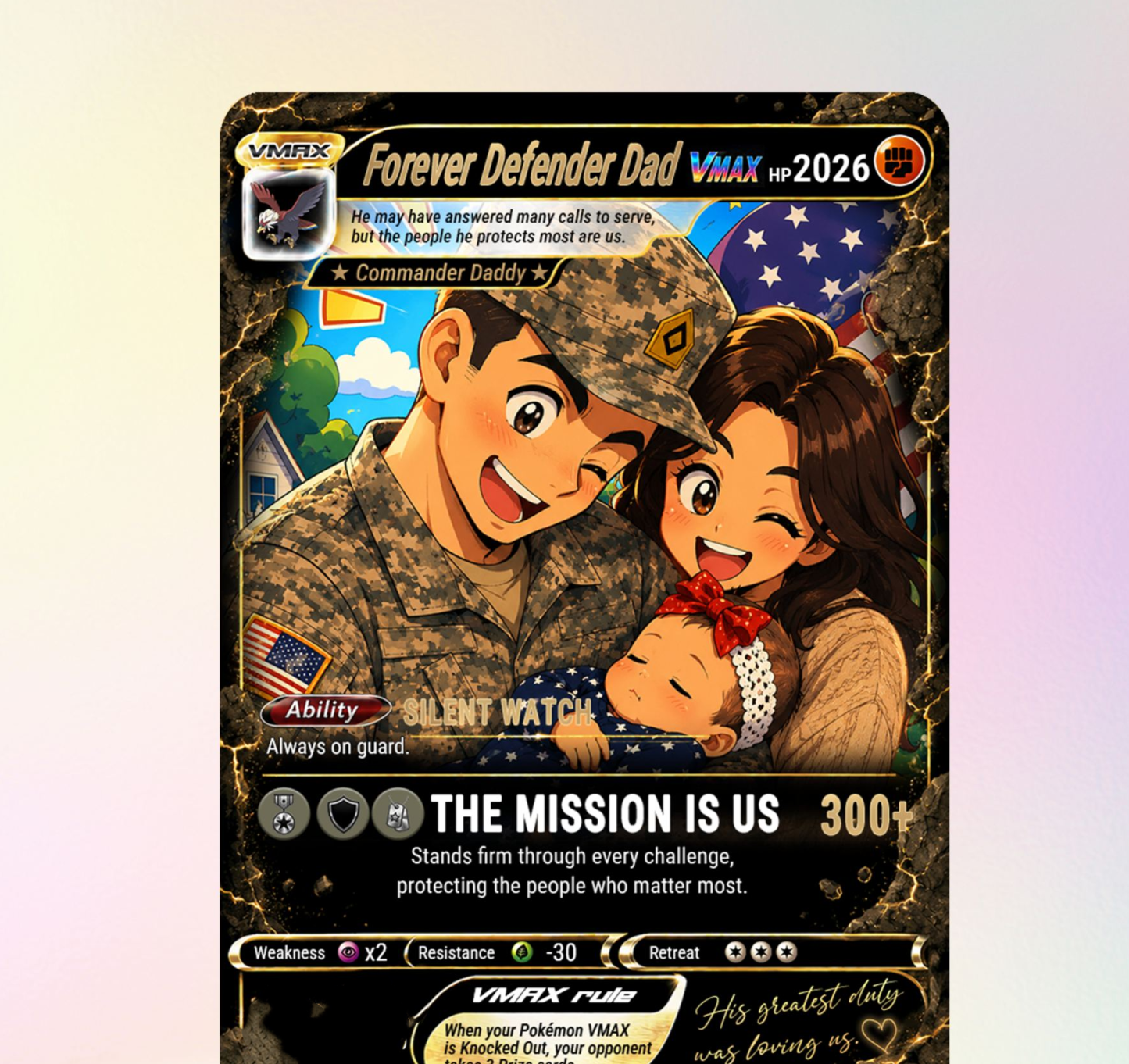 Carte De Champion Personnalisée En édition Spéciale Pour Papa Militaire – Cadeau De Carte à Collectionner Personnalisé Pour La Fête Des Pères Pour Papa De L’armée - MapLunelampeFr