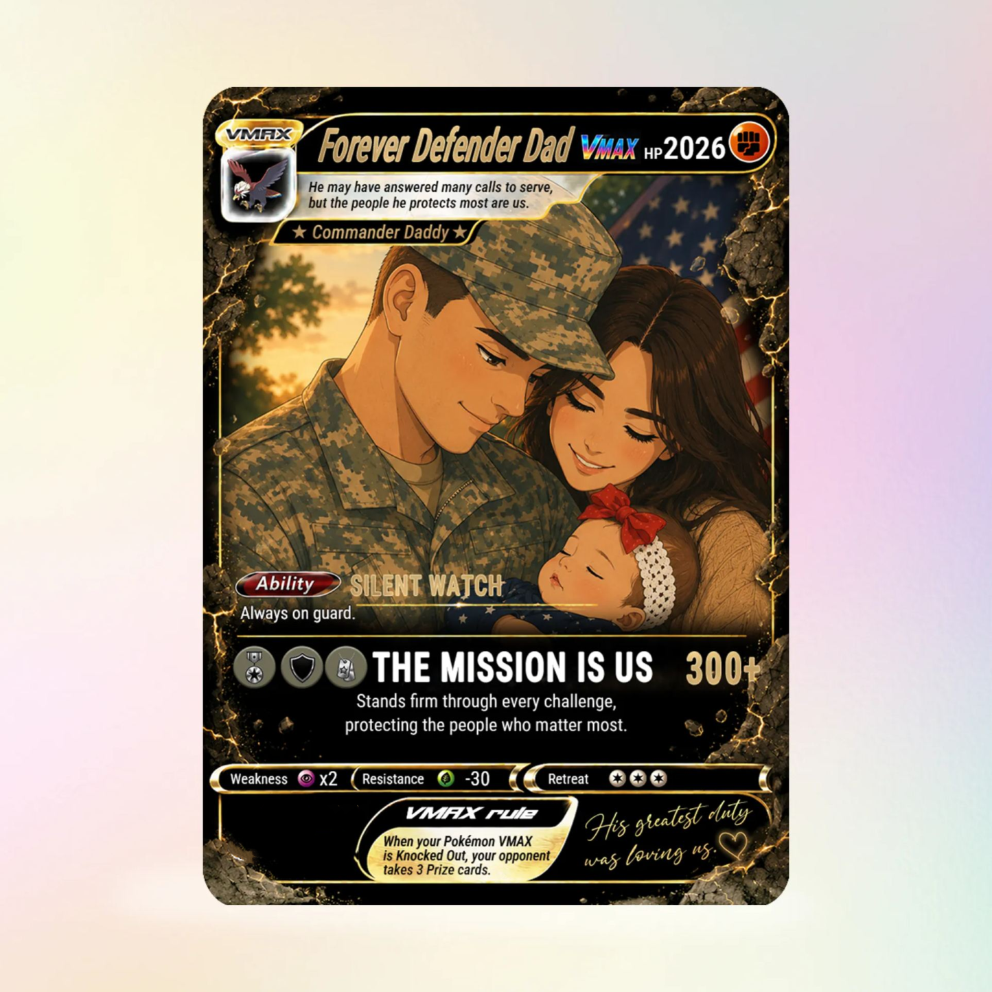 Carte De Champion Personnalisée En édition Spéciale Pour Papa Militaire – Cadeau De Carte à Collectionner Personnalisé Pour La Fête Des Pères Pour Papa De L’armée - MapLunelampeFr