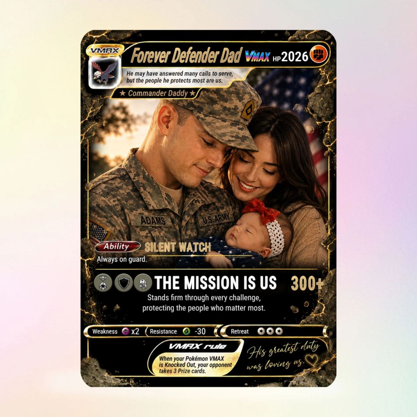 Carte De Champion Personnalisée En édition Spéciale Pour Papa Militaire – Cadeau De Carte à Collectionner Personnalisé Pour La Fête Des Pères Pour Papa De L’armée