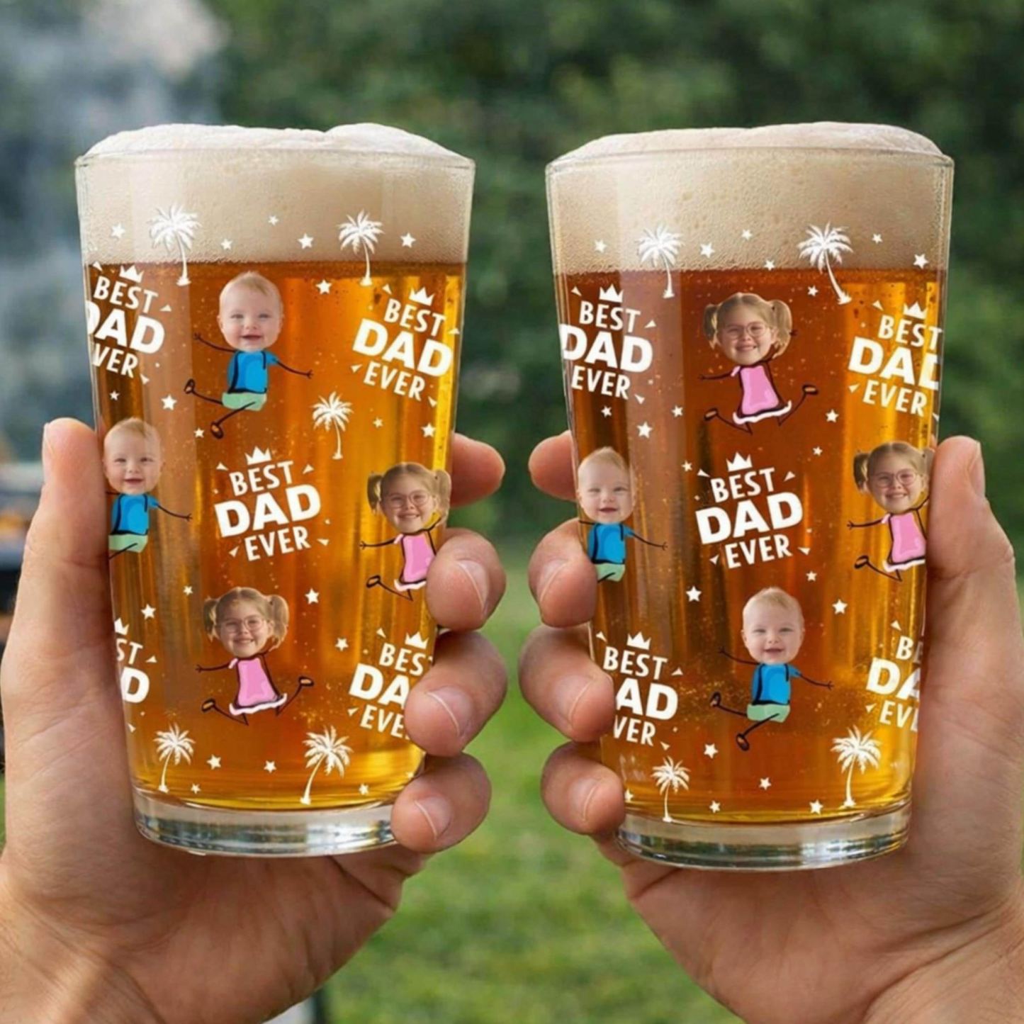 Photo Personnalisée Best Dad Grandpa Ever Beer Glass, Cadeau Personnalisé Pour La Fête Des Pères, Cadeaux Photo Personnalisés, Cadeaux Grand-père - MapLunelampeFr