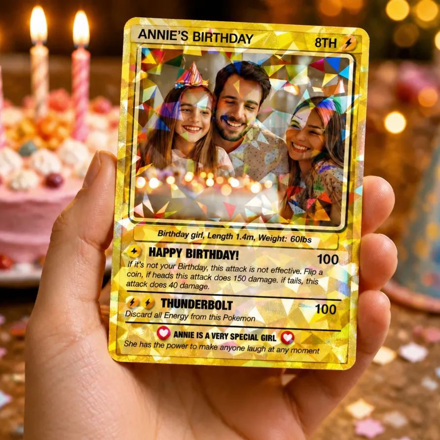 Carte Poke Personnalisée En Anniversaire, Carte Portefeuille D’anniversaire, Carte Photo D’anniversaire Des Enfants, Carte D’anniversaire Poke Personnalisée, Cadeau De Joyeux Anniversaire - MapLunelampeFr