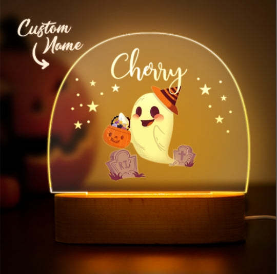 Veilleuse D'halloween Personnalisée Pour Bébé, Lampe De Décoration Pour Chambre De Bébé Avec Nom Personnalisé - maplunelampefr