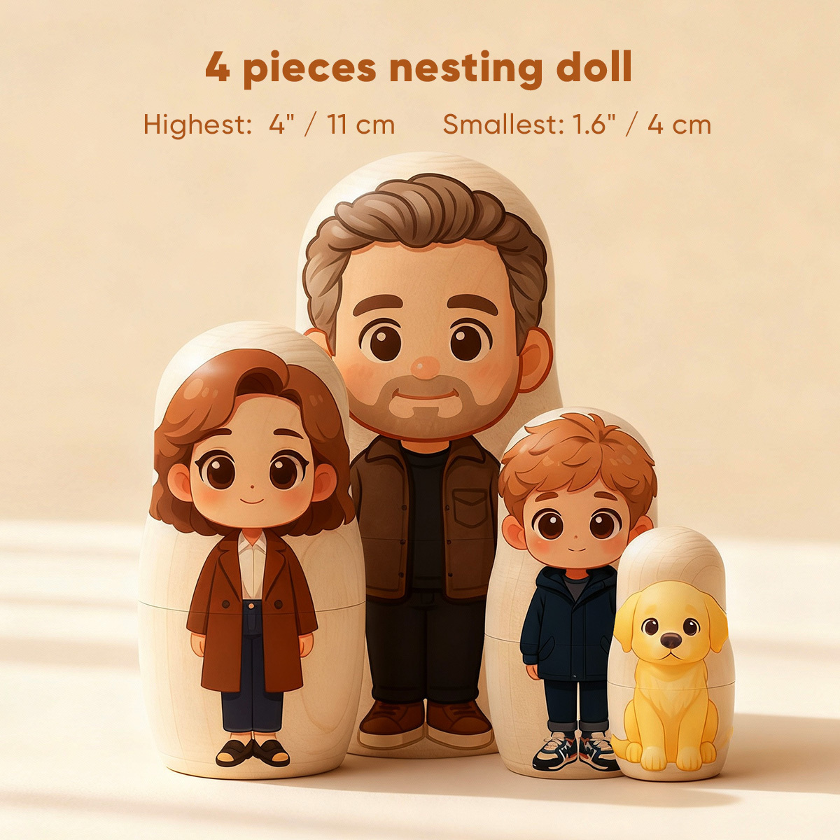 Poupée Russe Personnalisée Avec Portrait, Photo De Famille Style Dessin Animé, Cadeau Photo De Noël - MapLunelampeFr