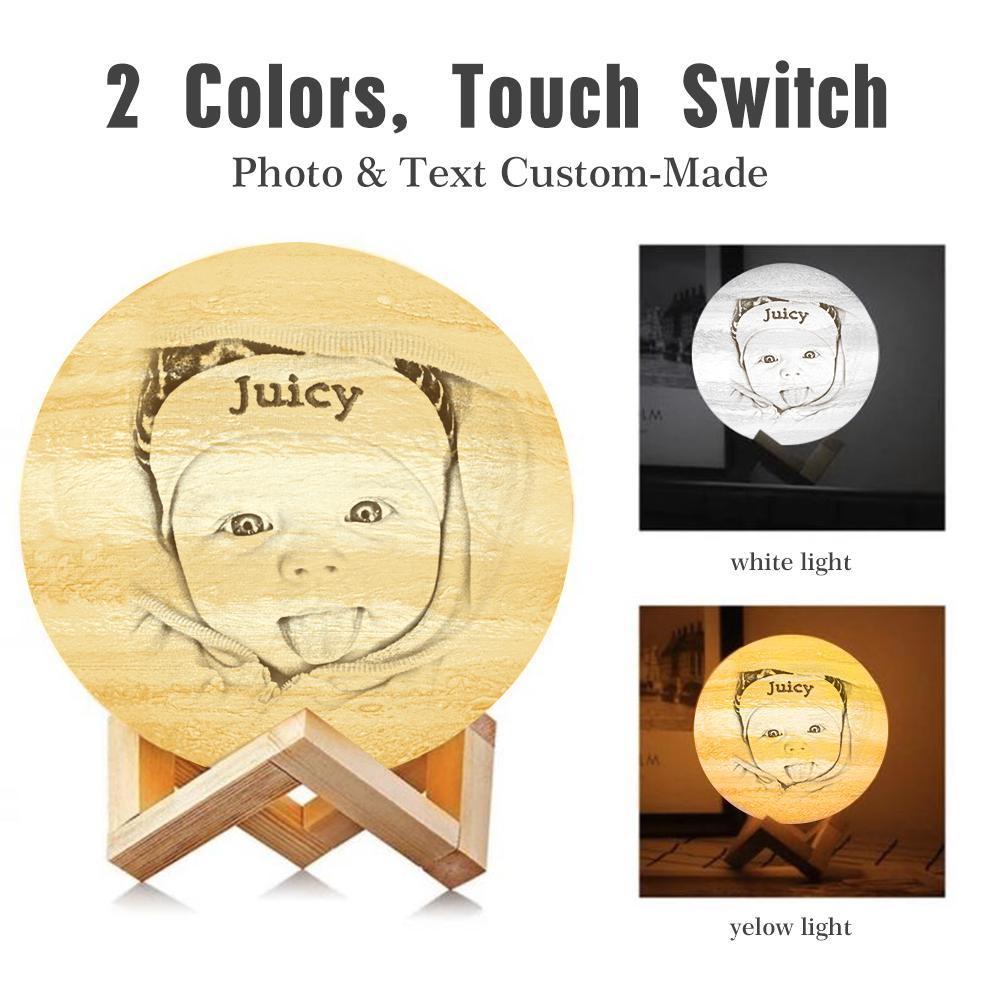 Lampe Jupiter Photo & Gravée Par Impression 3D Personnalisée - Pour Bébe - Toucher 2 couleurs(10cm-20cm)