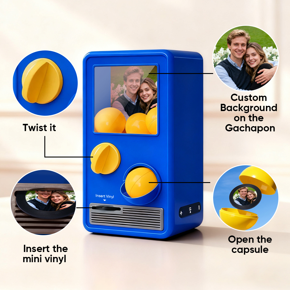 Machine Gachapon Musicale Et Photo Personnalisée, Coffret Mini-disque, Cadeau D'anniversaire Ou De Noël - MapLunelampeFr