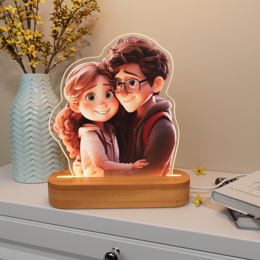 Panneau Lumineux En Acrylique Avec Photo De Style Dessin Animé Personnalisé - MapLunelampeFr