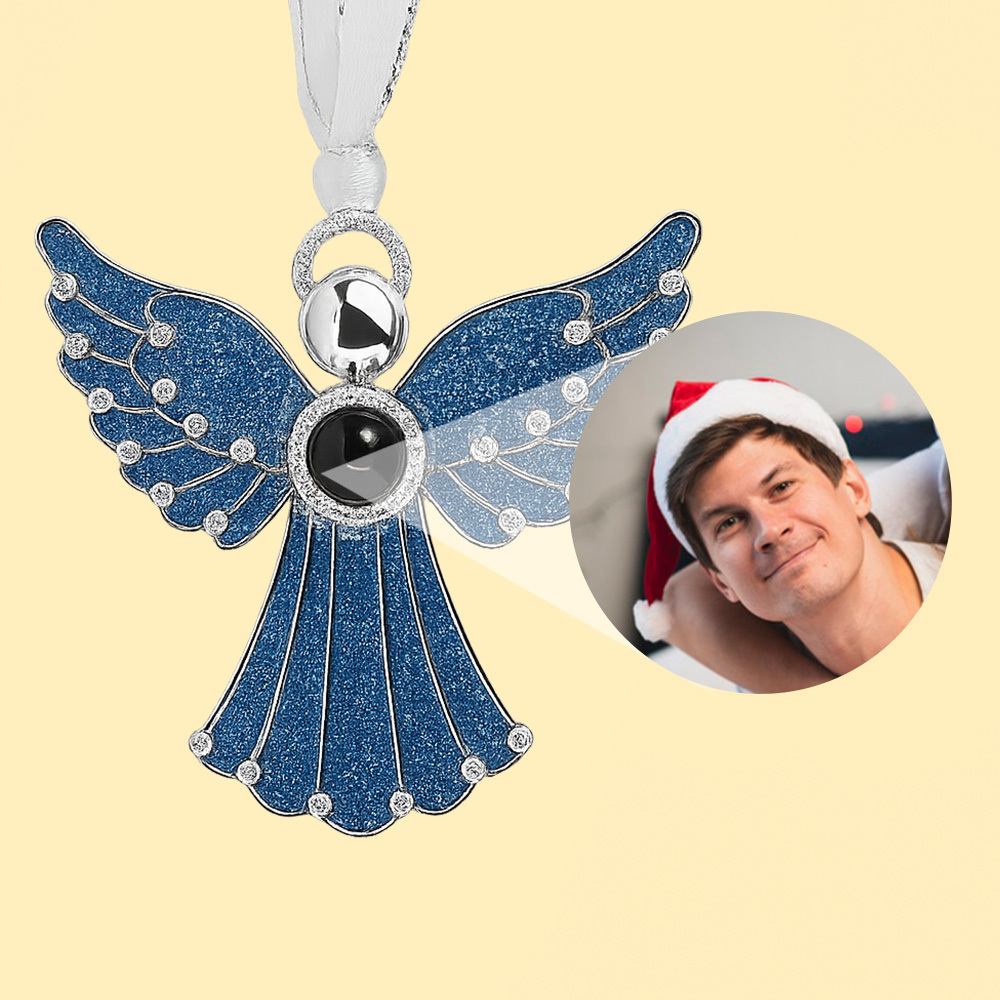 Personalized Glimmering Angel Photo Ornament Projection Gem Ornament Christmas Tree Ornament Christmas Gifts - MyMoonLampUk