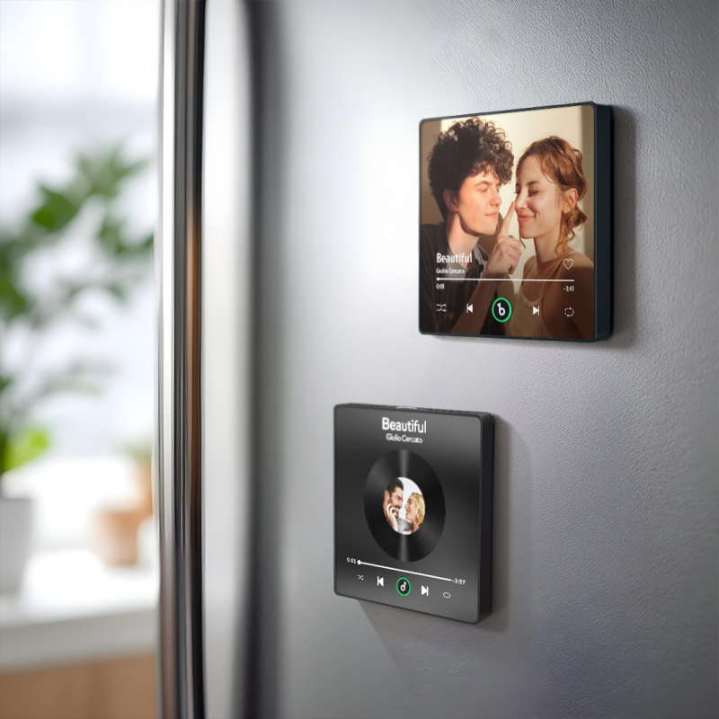 Custom Music Fridge Magnet Colorful Frame Album Fridge Magnet Music Wall Photo Sticker Custom Family Portrait Merry Christmas Can Play Songs Gift for Couples - MyMoonLampUk