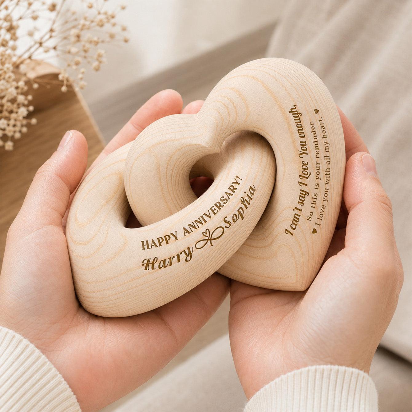 I Can't Say I Love You Enough - Personalized Wooden Heart Sculpture - Romantic Gift For Couple, Husband, Wife, Boyfriend, Girlfriend - MyMoonLampUk
