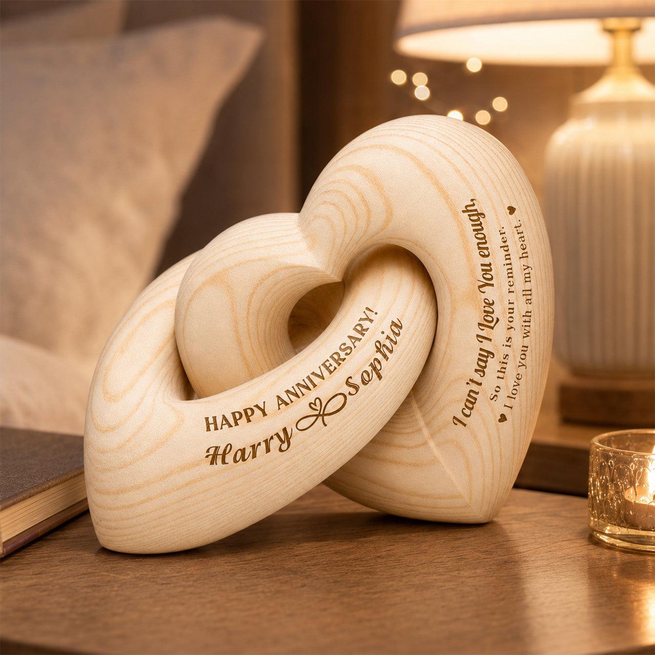 I Can't Say I Love You Enough - Personalized Wooden Heart Sculpture - Romantic Gift For Couple, Husband, Wife, Boyfriend, Girlfriend - MyMoonLampUk