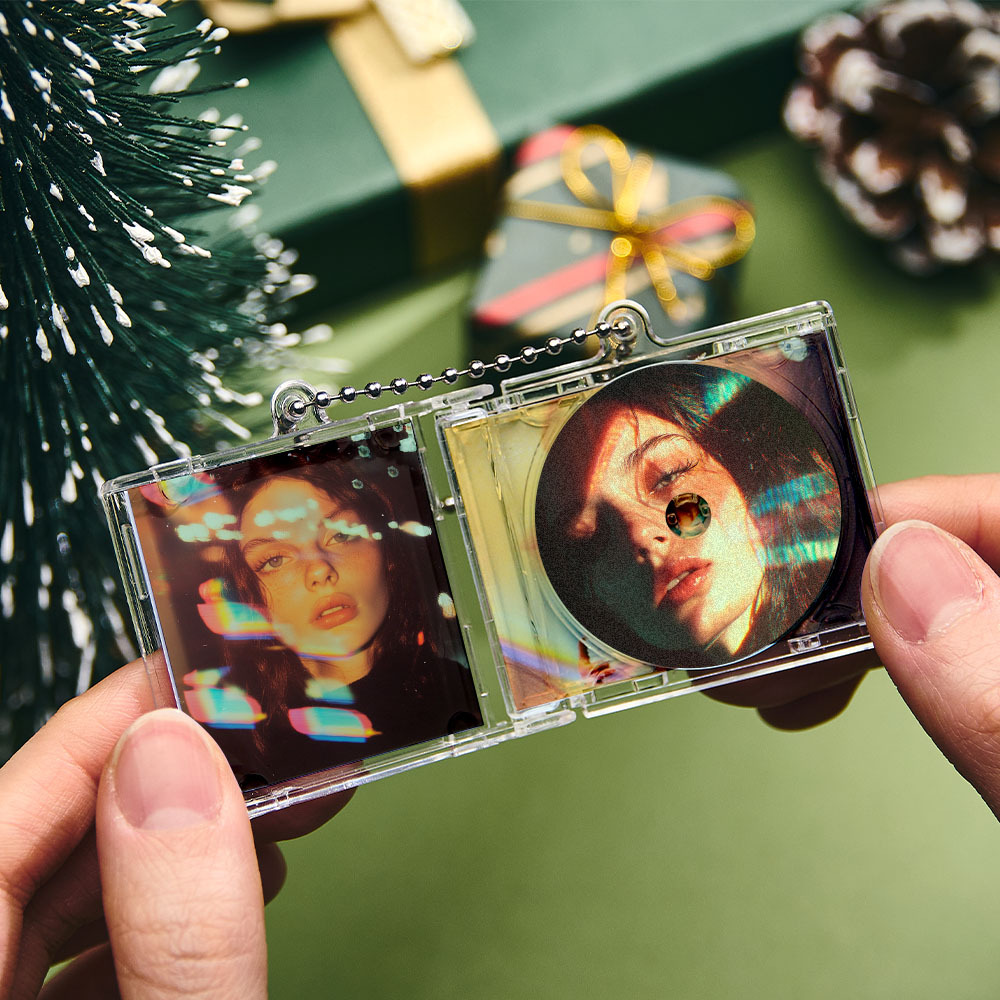 Personalized Album CD NFC Keychain with Fully Custom Photos+Song, Custom Mini Album Cover CD with NFC Function