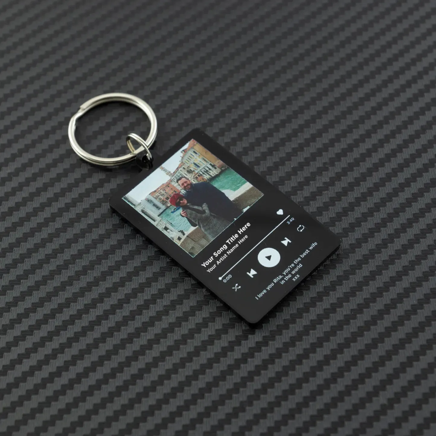 Personalized Photo and Song Keychain, Boyfriend Girlfriend Valentines Music Love Keyrings