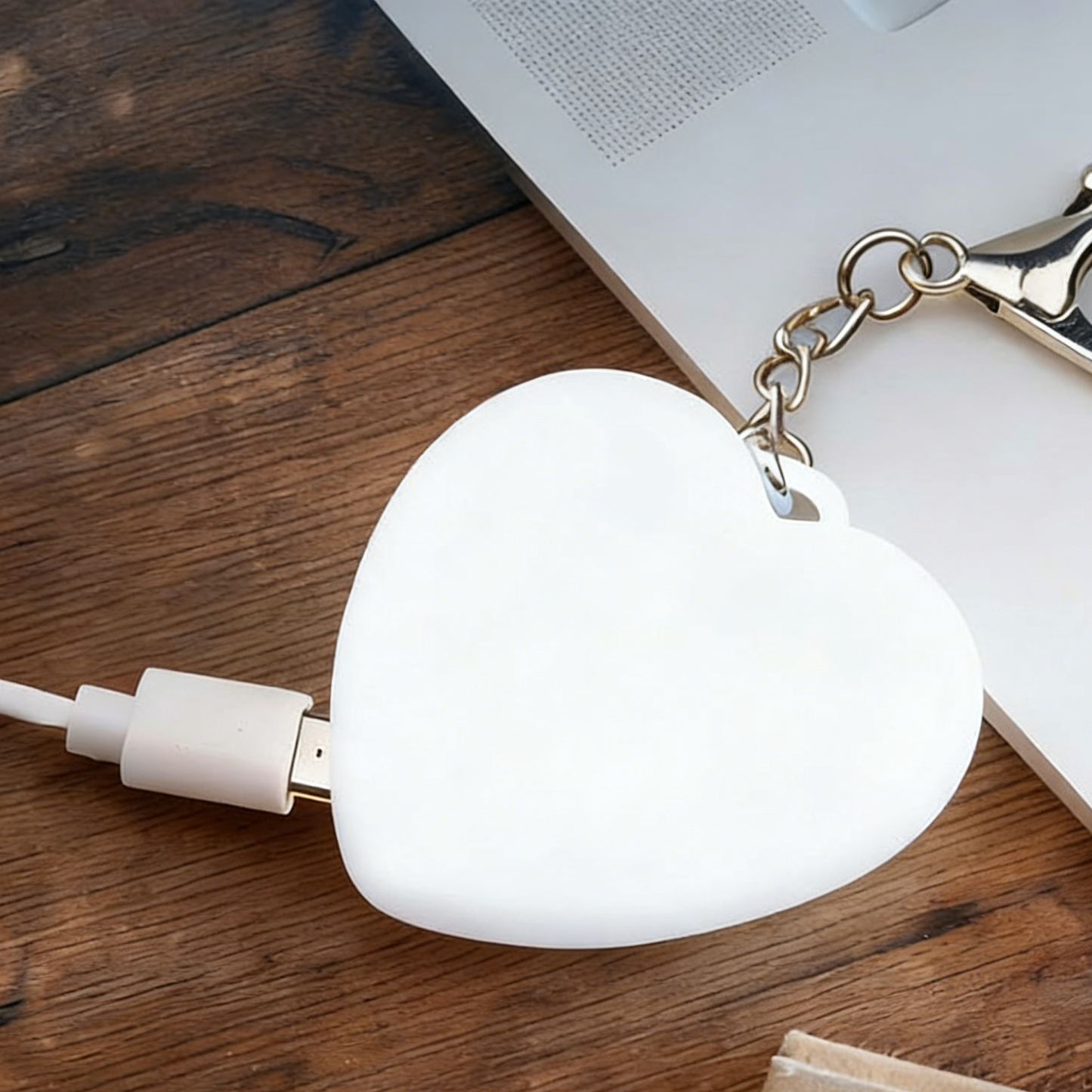 Cute Cat Paw Light Keychain Rechargeable Mini Bag Charm with Double Chain White Cat Paw Design - MyMoonLampUk