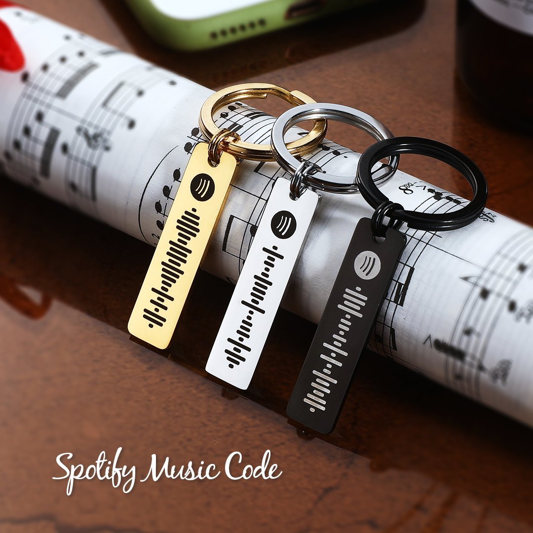 Custom Engrave Keyring Spotify Code Stainless Steel Keychain Personalised Gift