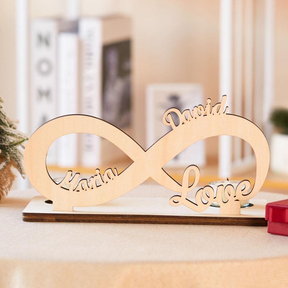 Mother's Day Gifts Personalised Infinity Name Sign Wooden Candlestick Creative for Family
