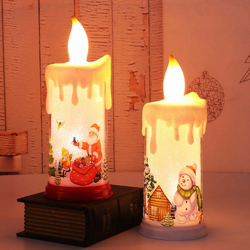 LED Simulation Christmas Flame Candle Santa Claus Snowman Candle Dinners Decoration Night Light - mymoonlampuk