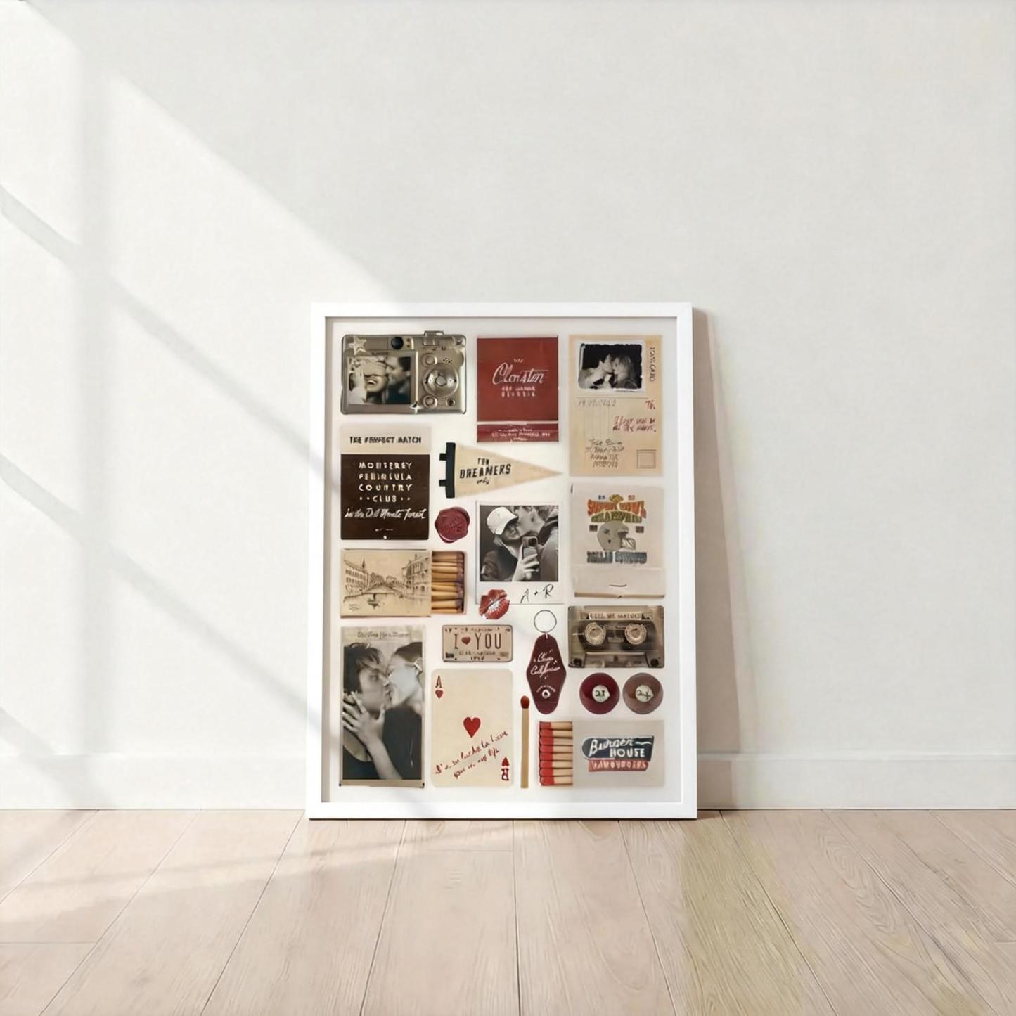 Custom Photo Matchbox Wooden Frame with Your Text Matchbook Poster Print Wall Art Anniversary Gift - MyMoonLampUk