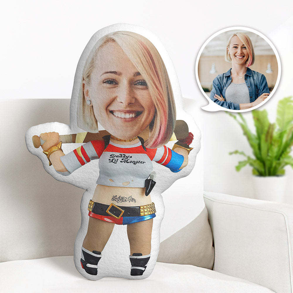 Custom Face Pillow Personalised Photo Pillow Harley Quinn MiniMe Pillow Gifts for Kids - mymoonlampuk