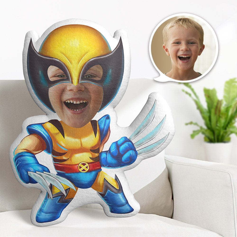 Custom Face Pillow Personalised Photo Pillow Wolverine MiniMe Pillow Gifts for Kids - mymoonlampuk