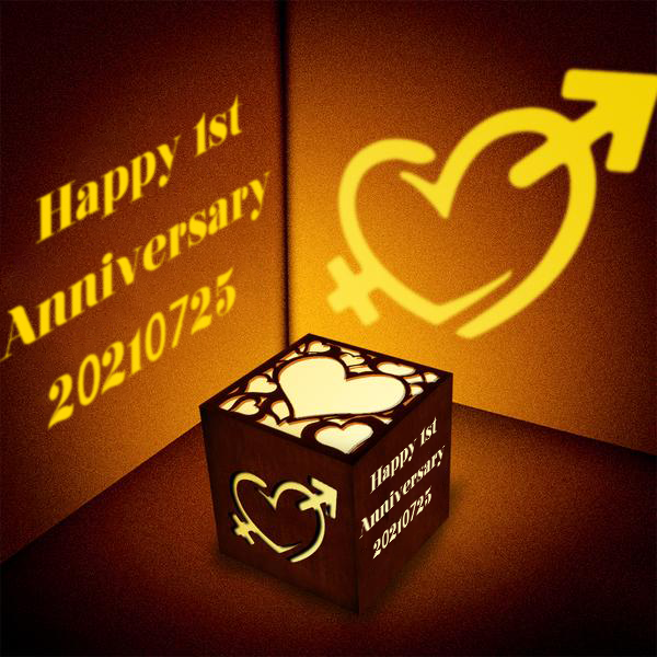 Anniversary Gifts Custom Text Lantern Box Personalised Projection Light