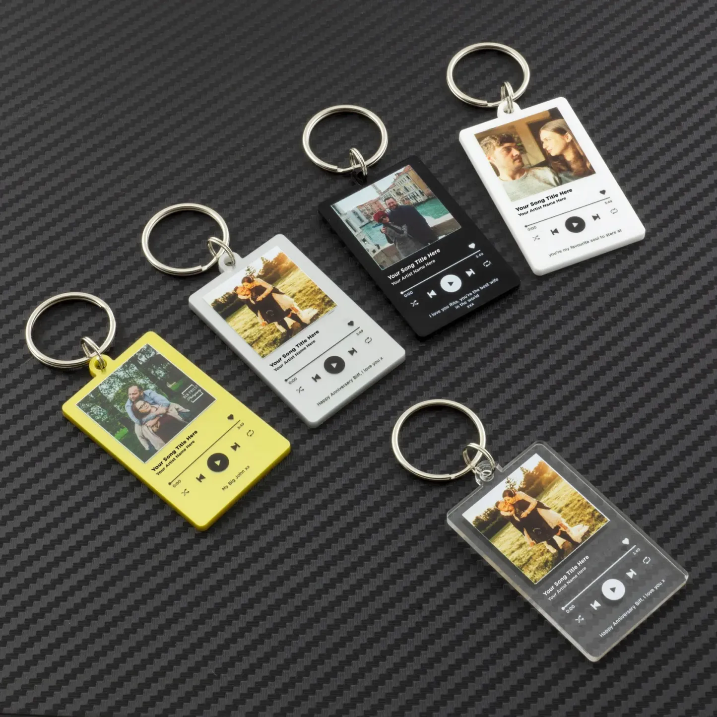Personalized Photo and Song Keychain, Boyfriend Girlfriend Valentines Music Love Keyrings