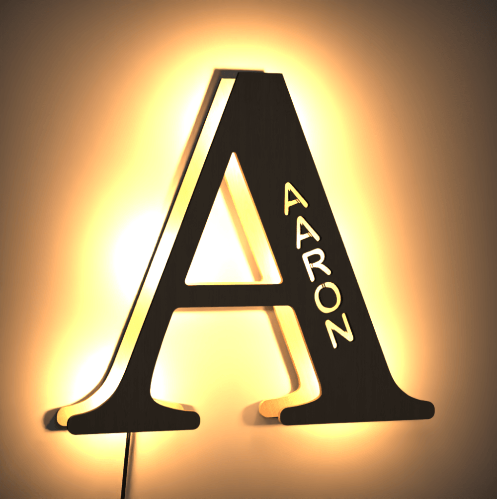 Custom Light Up Letter Name Sign Alphabet Wall Wooden Name Light Night Light