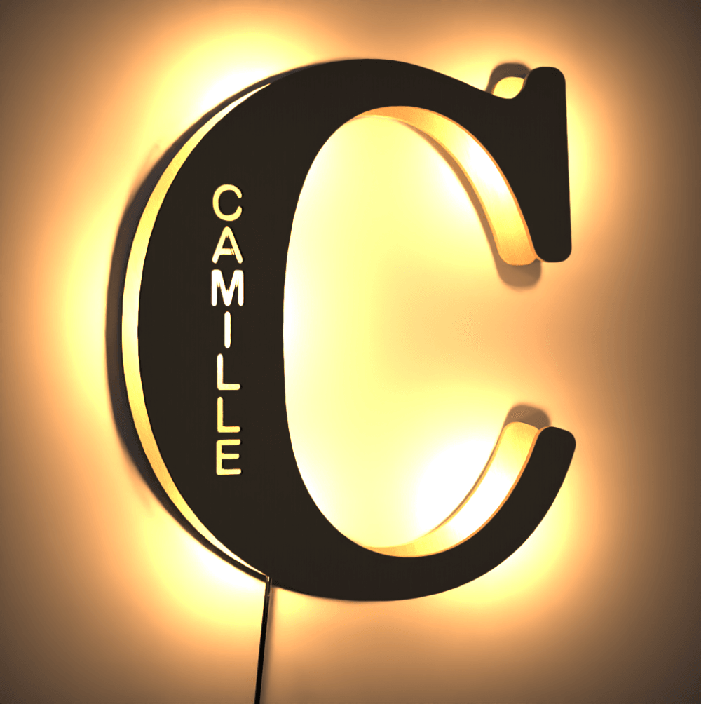 Personalized Wooden Up Letter I Name Sign Lamp Billboard Lamp Night Light