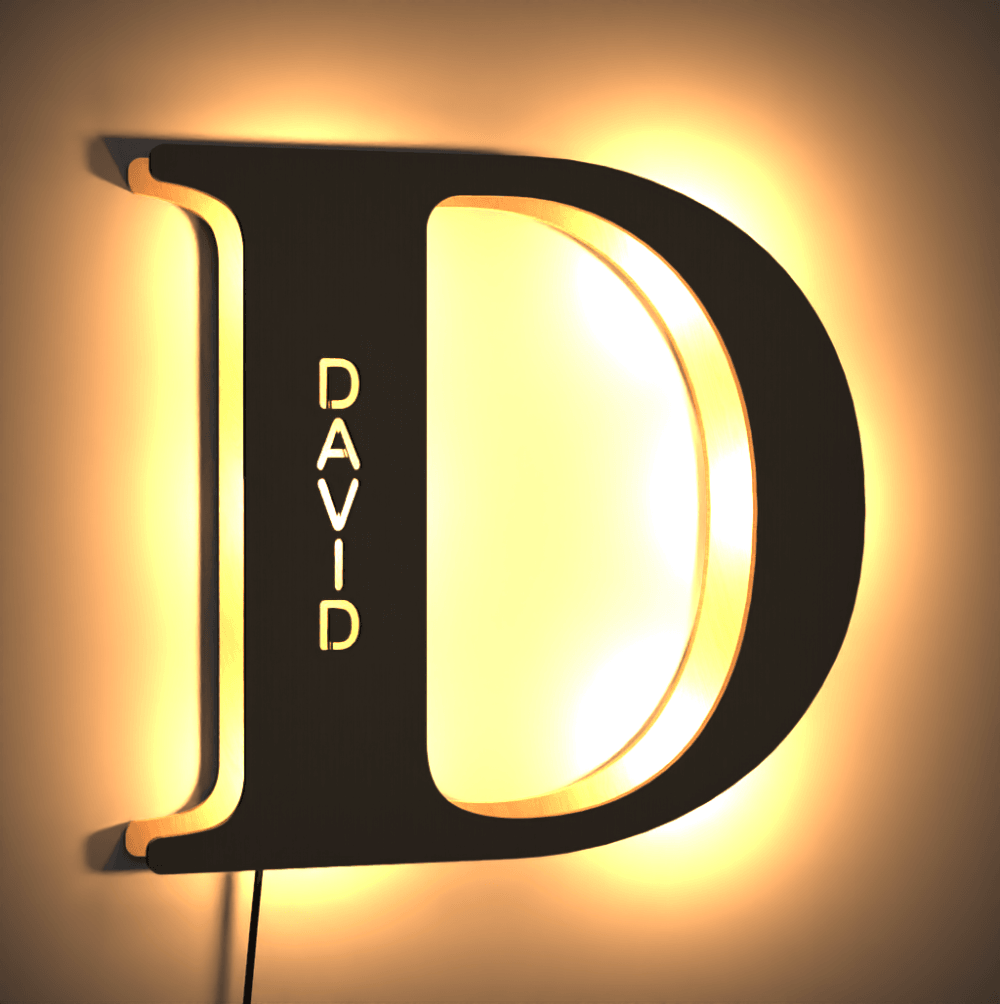 Custom Letter D Name Sign Light Wooden Lamp  Living Room Wall Decor Night Light Gifts for Her