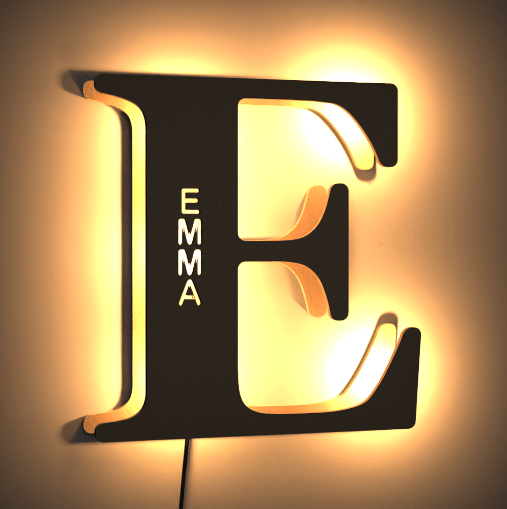 Custom Wooden Up Letter Lamp Name Sign Light Living Room Wall Decor Night Light Gifts for Her