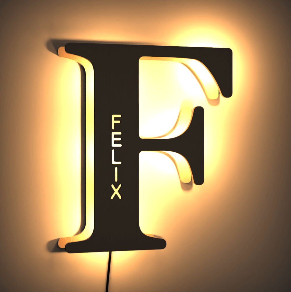 Personalized Wooden Up Letter L Name Sign Lamp Billboard Lamp Night Light