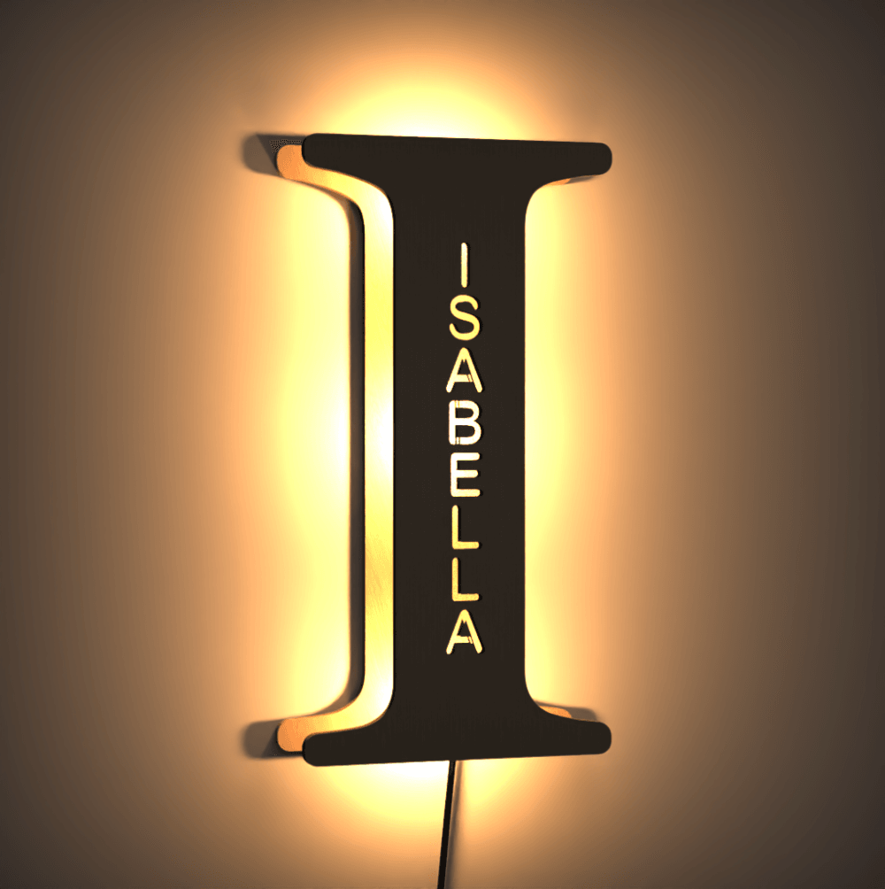 Custom Light Up Letter V Name Sign Lamp Alphabet Wall Wooden Name Night Light