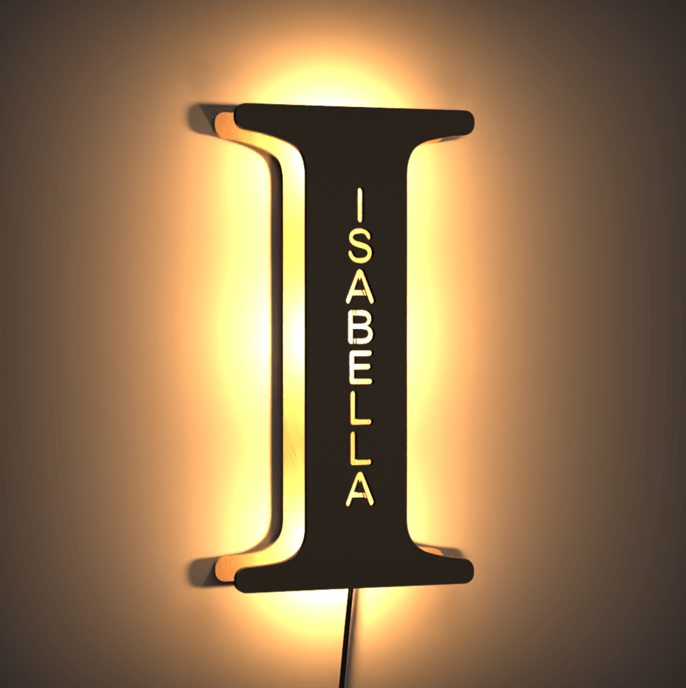 Personalized Wooden Up Letter L Name Sign Lamp Billboard Lamp Night Light