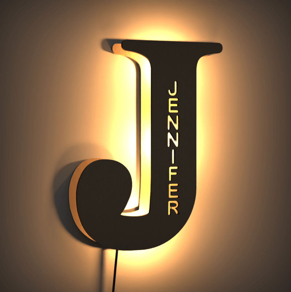 Personalized Wooden Up Letter I Name Sign Lamp Billboard Lamp Night Light