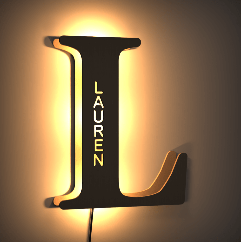 Letter J Custom Name Sign Lamp Wooden Billboard Night Light