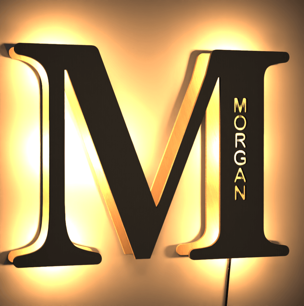Personalized Wooden Up Letter L Name Sign Lamp Billboard Lamp Night Light