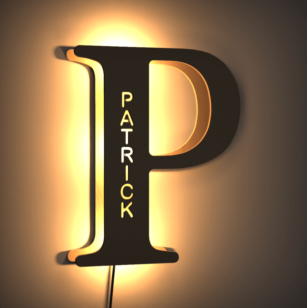 Personalized Wooden Up Letter I Name Sign Lamp Billboard Lamp Night Light