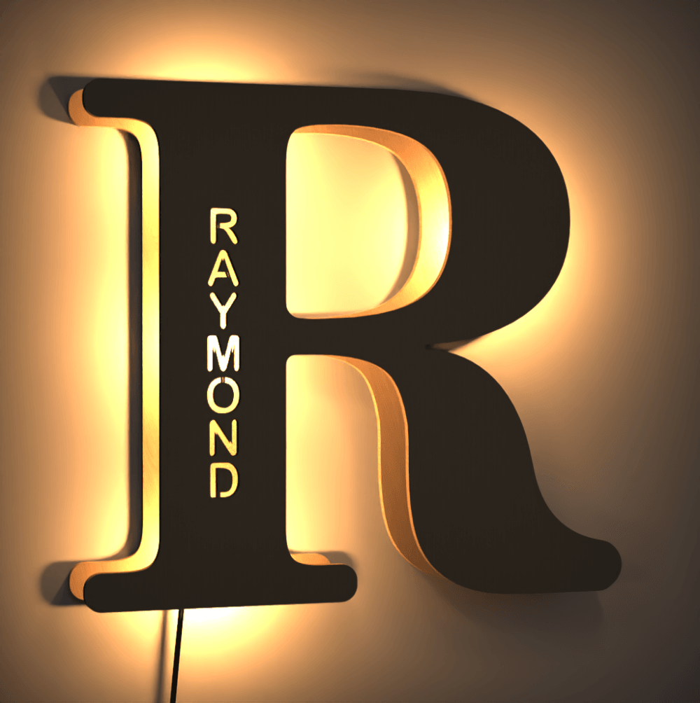 Personalized Wooden Up Letter I Name Sign Lamp Billboard Lamp Night Light