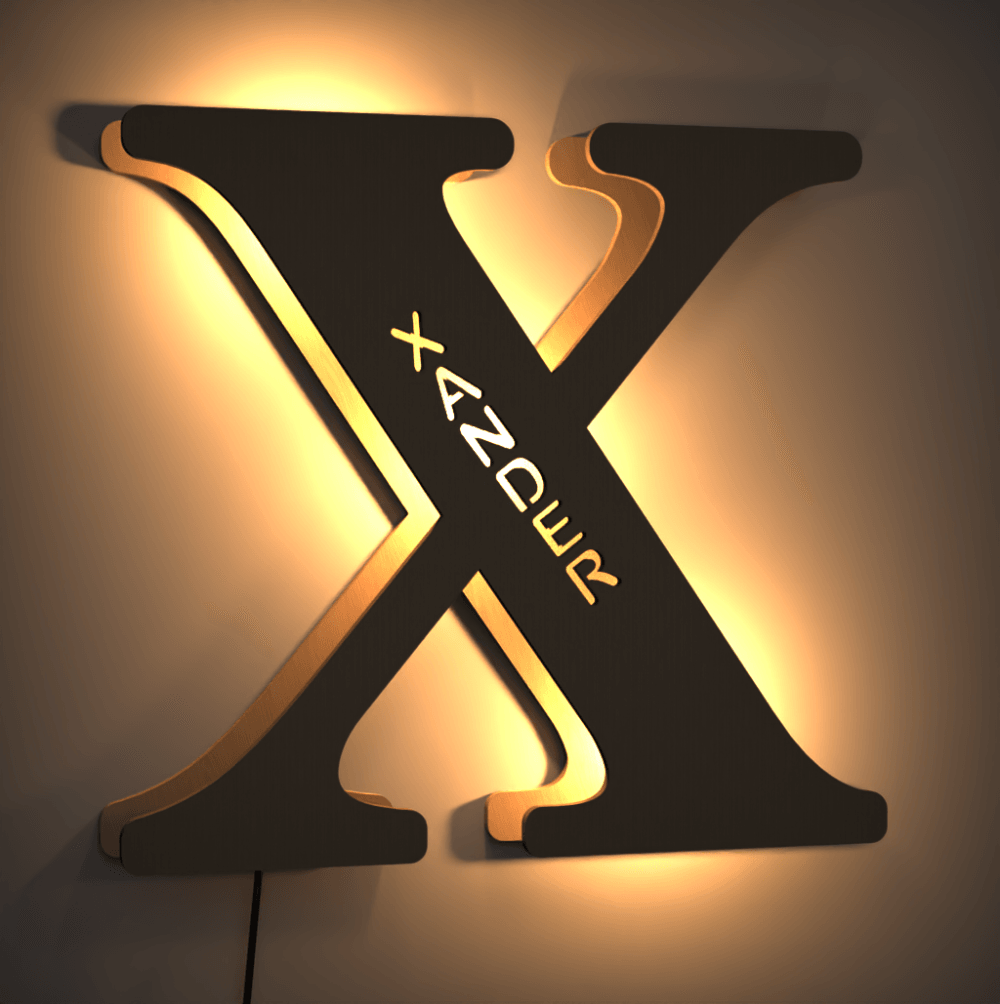 Custom Light Up Letter V Name Sign Lamp Alphabet Wall Wooden Name Night Light