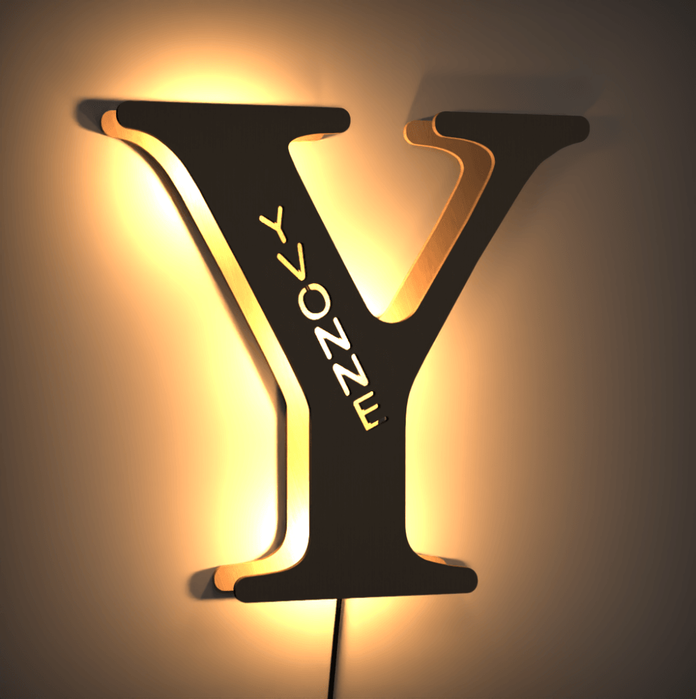 Custom Light Up Letter V Name Sign Lamp Alphabet Wall Wooden Name Night Light