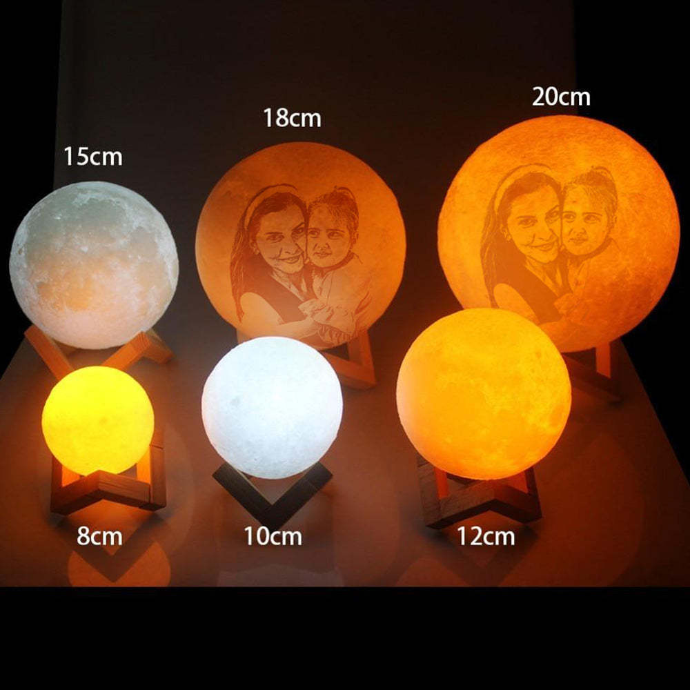 Personalised 3D Printed Father And Child Photo Moon Lamp, Engraved Lamp - Valentine's Day Gifts for Family