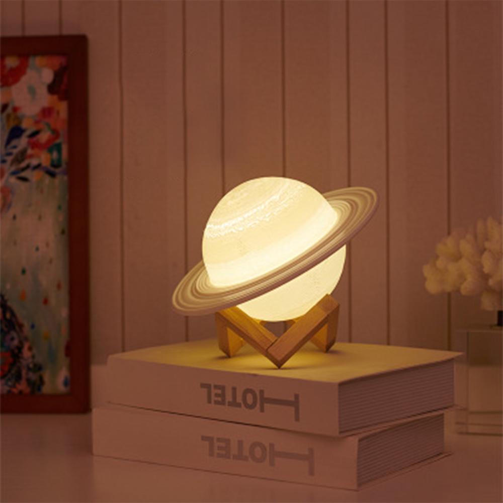 3D Saturn Lamp Romantic Rechargeable Night Light Decor for Bedroom Anniversary Gifts