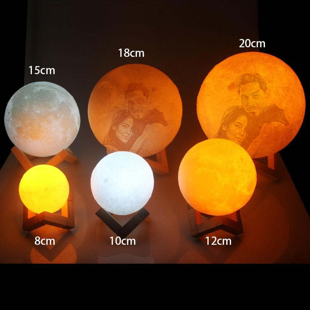 Personalised 3D Printed Kids Photo Moon Lamp, Engraved Lamp - Valentine's Day Gifts for Family