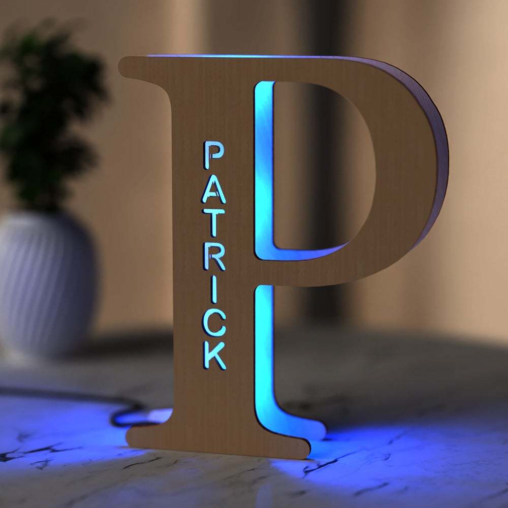 Personalized Wooden Up Letter I Name Sign Lamp Billboard Lamp Night Light