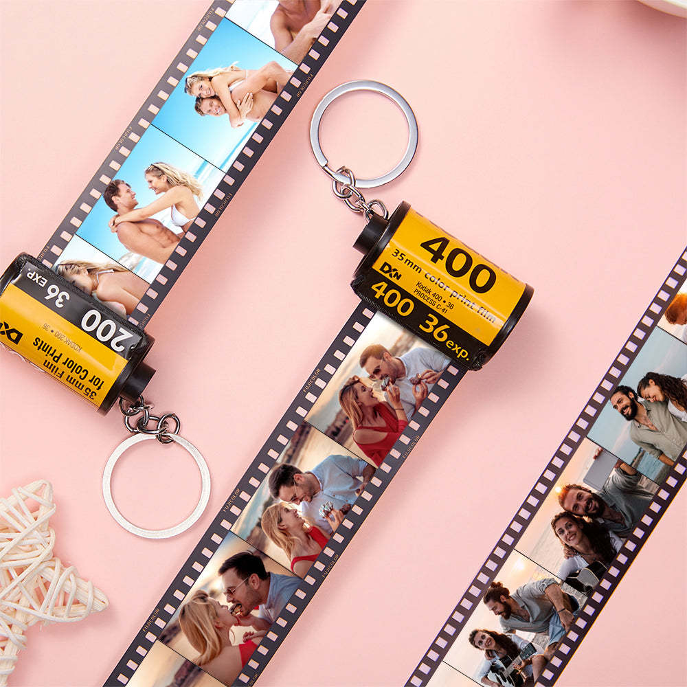 Couple Gifts for Girlfriend Custom Camera Film Reel Keyring Personalised Photo Keychain