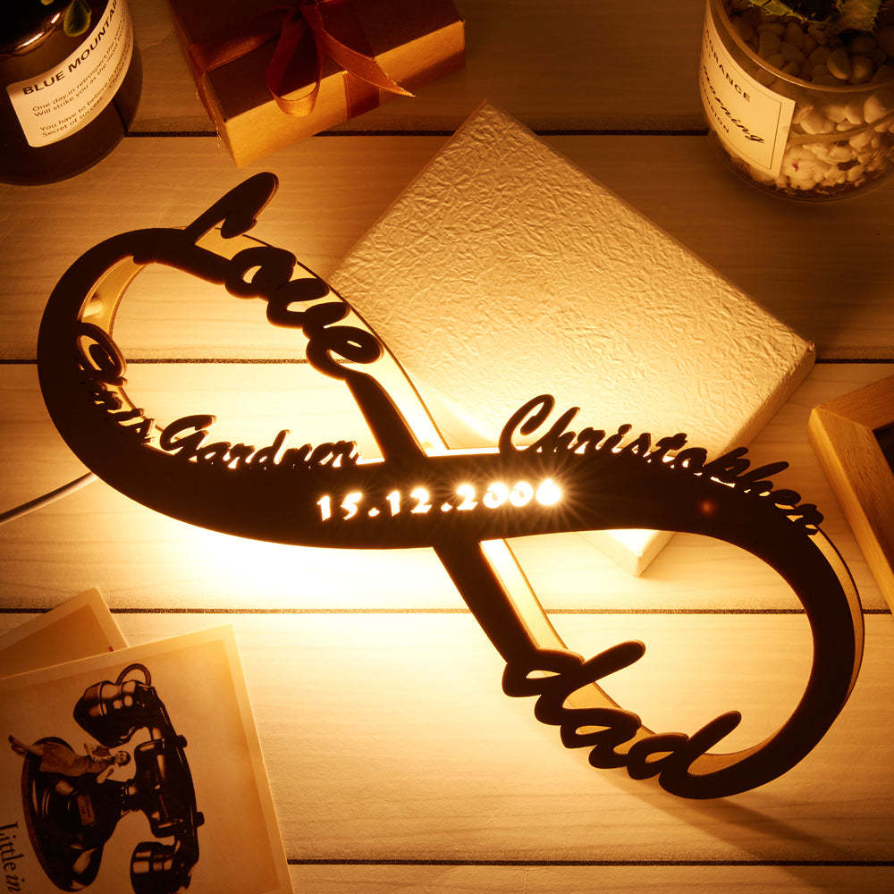 Custom Wooden Nightlight Name Sign Personalised Name Lamp Infinity Gift For Mom