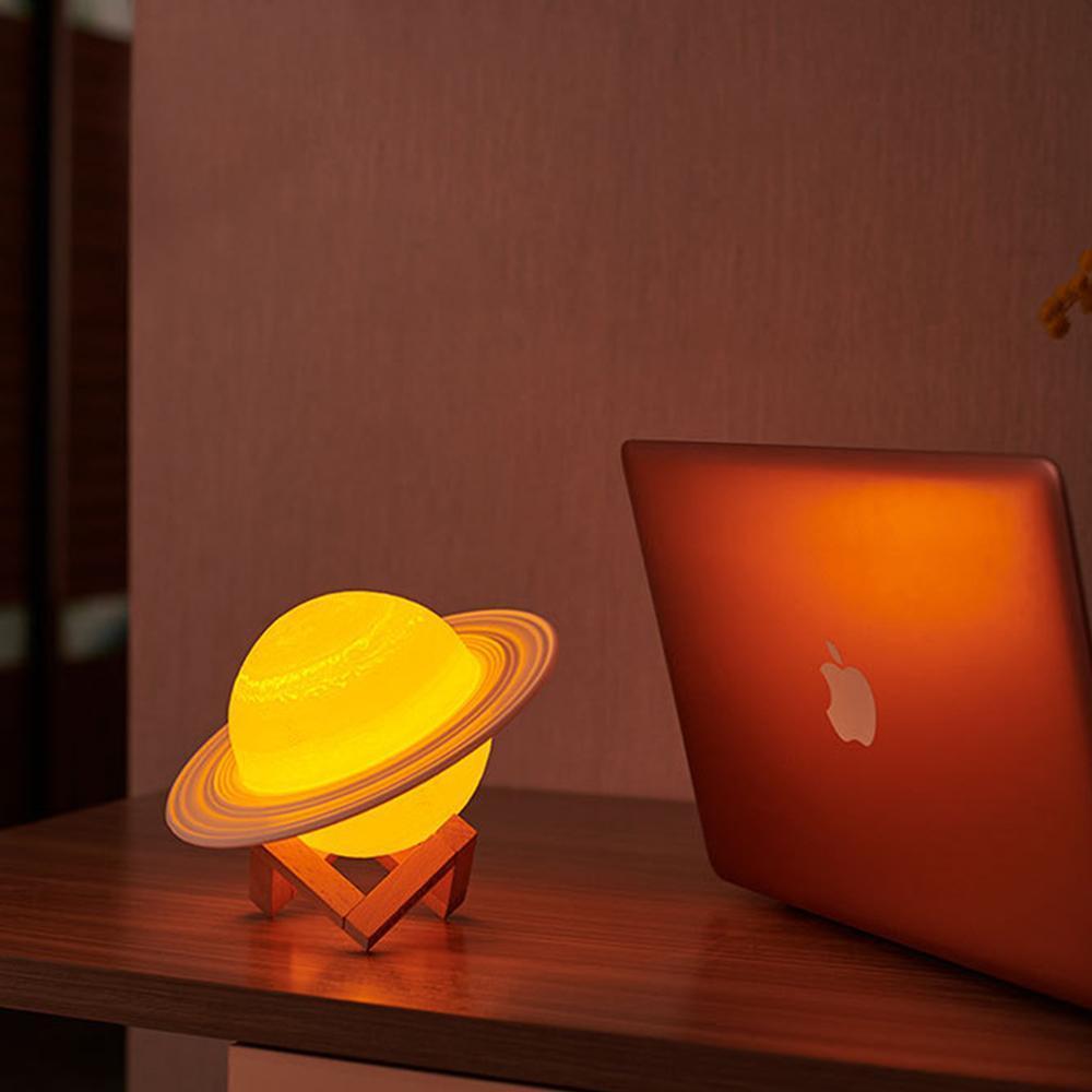 3D Saturn Lamp Romantic Rechargeable Night Light Decor for Bedroom Anniversary Gifts