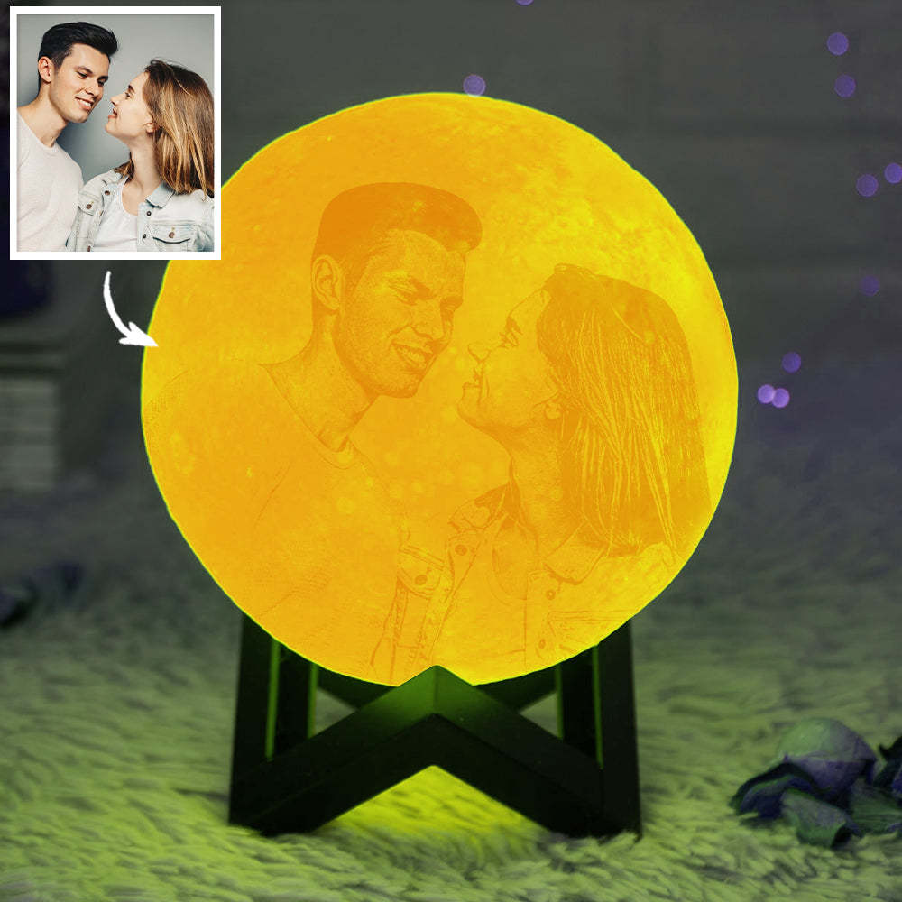 Personalised 3D Printed Photo Moon Lamp, Engraved Lamp - Valentine's Day Gifts for Him